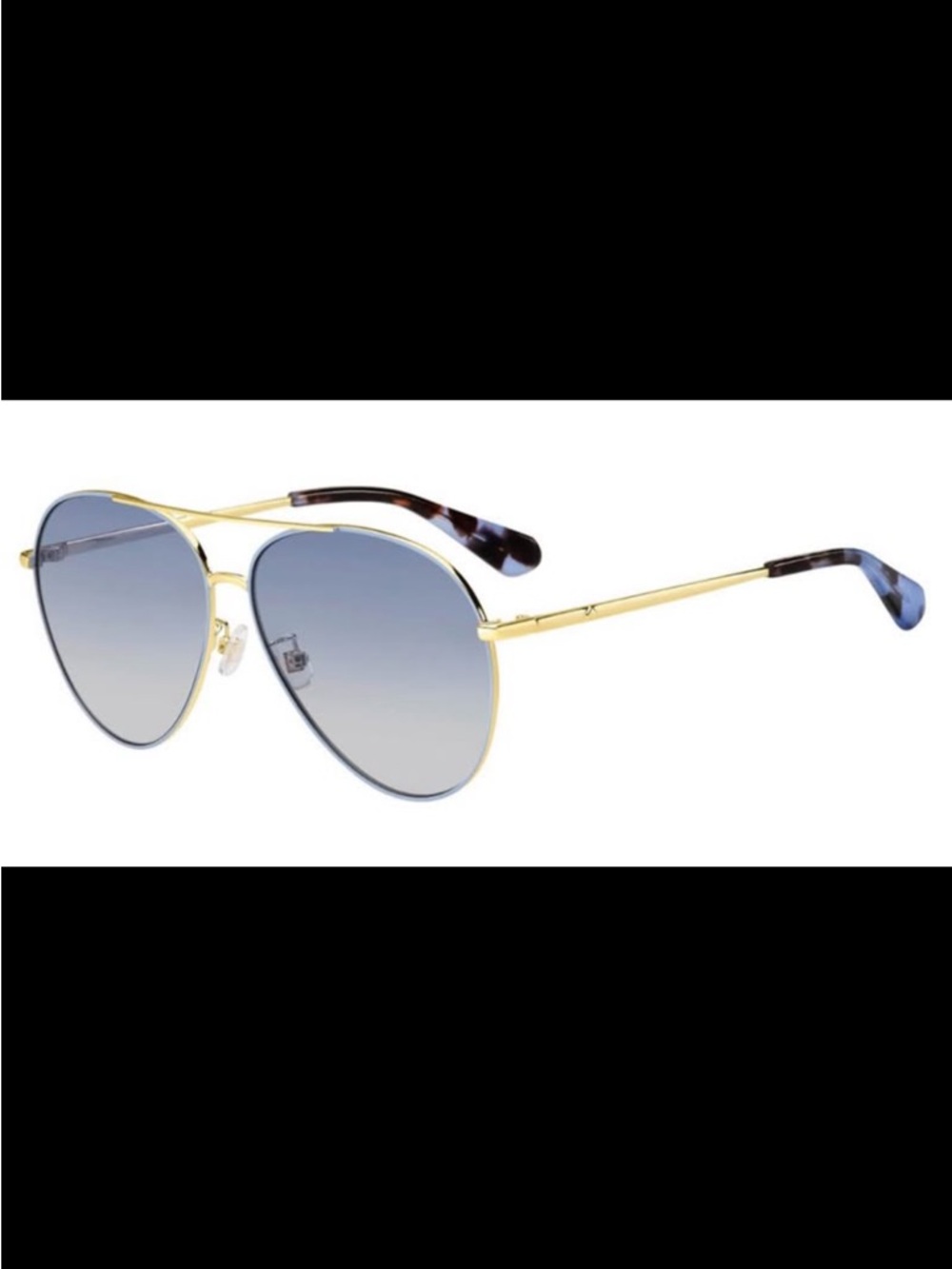 Gold Frame Aviator Sunglasses with Blue Gradient Lenses